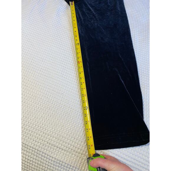 Monroe & Main Whimsy Goth Black Velour Velvet Elastic Waist Straight Leg Pants M - Picture 6 of 10